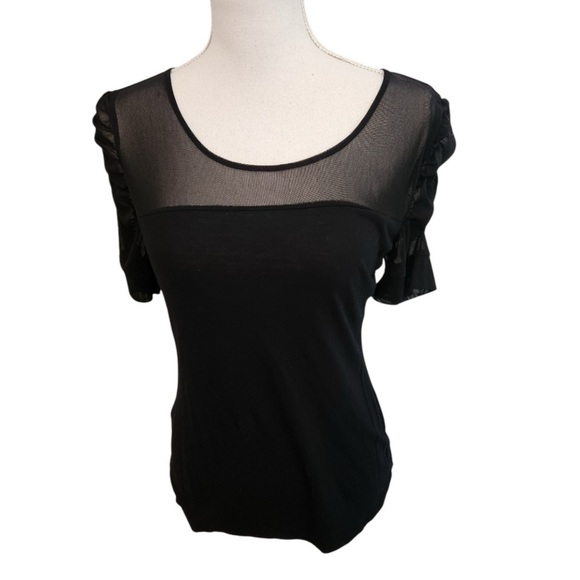 INC International Concepts Black Scoop Neck Cap Sleeve Blouse - Picture 1 of 9